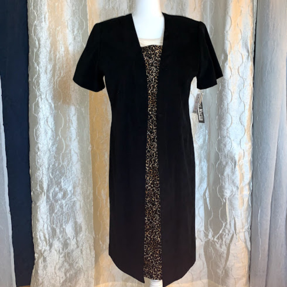 NEW Black & Cheetah Print Dress Size 12  2 pc look